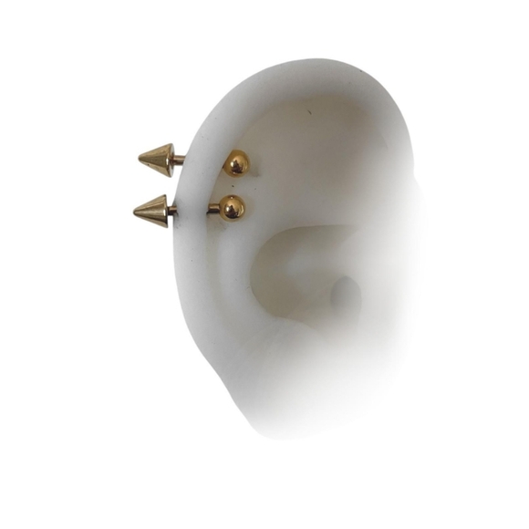 Gold Spike Earrings - Picture 1 of 8